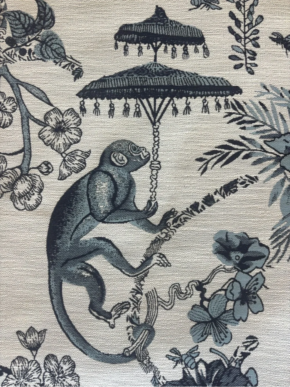 Z Gallerie 20” Navy Monkey Jacquard Decorative Pillow